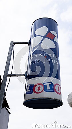 Fdj loto la francaise des jeux store french blue sign logo and text brand lotto Editorial Stock Photo