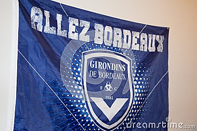 Bordeaux , Aquitaine / France - 10 23 2019 : flag soccer FC Girondins de Bordeaux logo sign France football Editorial Stock Photo