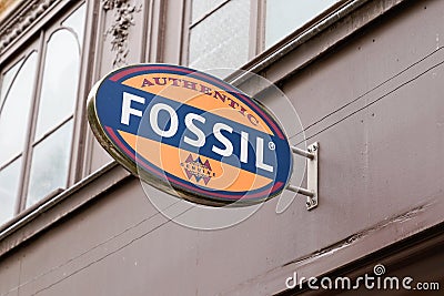 Bordeaux , Aquitaine / France - 05 12 2020 : fossil logo sign store clothing watches accessories shop for men and women Editorial Stock Photo