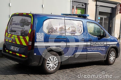 Gendarmerie french blue car of police military recruitment and information center Editorial Stock Photo