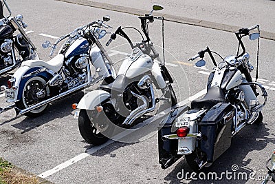 Harley Davidson bike us motorcycle biker club parked on road side Editorial Stock Photo