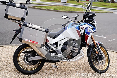 Bordeaux , Aquitaine / France - 01 15 2020 : Honda Africa Twin motorcycle motor bike in street new model race style Editorial Stock Photo