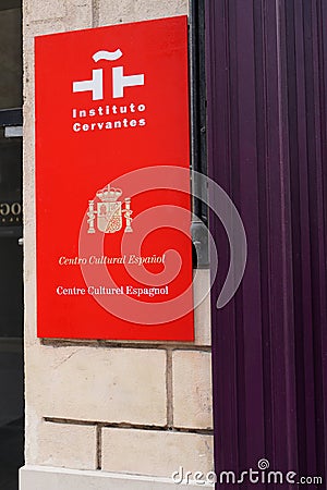 instituto cervantes Cervantes Instute entrance of official Spanish Cultural Center in Editorial Stock Photo