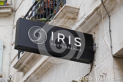 Iris photographie photography logo brand and text sign of eye macro photo picture Editorial Stock Photo