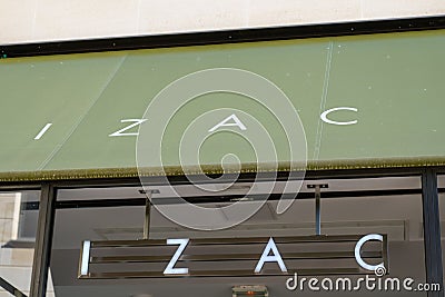Izac sign logo and text brand store men boys boutique fashion Editorial Stock Photo