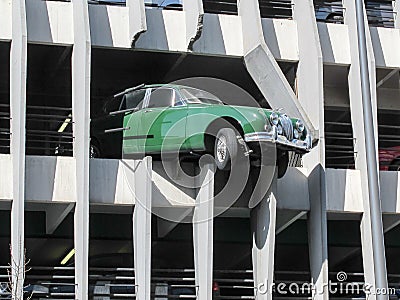 Bordeaux , Aquitaine / France - 11 19 2019 : Jaguar automobile vintage under wall car park Bordeaux france Editorial Stock Photo
