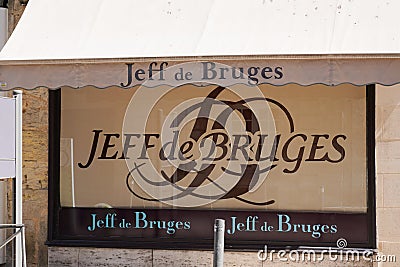 Jeff de bruges logo brand and text sign front of shop chocolaterie store candy bar of Editorial Stock Photo