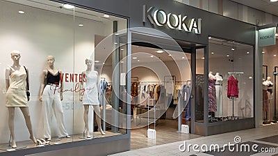 Kookai store text logo French clothing brand boutique fashion KookaÃ¯ windows sign Editorial Stock Photo