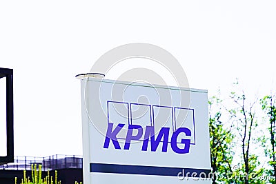 Bordeaux , Aquitaine / France - 06 06 2020 : KPMG logo sign on building offices of professional services companies Editorial Stock Photo