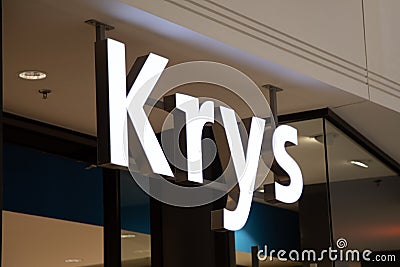 krys optic center brand sign and text logo store facade shop entrance sale eyewear Editorial Stock Photo