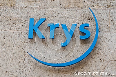 Bordeaux , Aquitaine / France - 05 12 2020 : krys Optic logo blue shop brand sign store Optician glasses Editorial Stock Photo