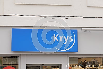 Krys optic logo and blue text sign front of optician shop medical glasses of store Editorial Stock Photo
