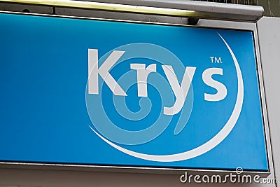 Krys optic logo text and brand sign on facade medical optician shop medic company Editorial Stock Photo