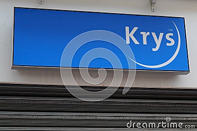 Krys sign brand and text logo of optic and optician shop glasses medical store company Editorial Stock Photo