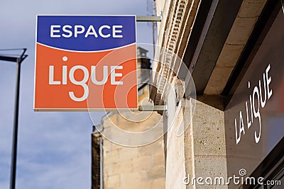 La ligue contre le cancer logo text and brand sign blue orange front of office french Editorial Stock Photo