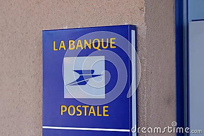 La poste Banque postale agency french post logo text bank on office store sign brand on Editorial Stock Photo