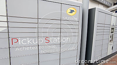 La poste pickup station Locker Delivery Store self-service deliver location to pick up Editorial Stock Photo