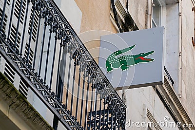 Bordeaux , Aquitaine / France - 01 22 2020 : lacoste logo sign store famous french chain of luxury polo sport clothes Editorial Stock Photo