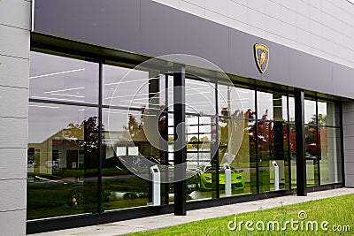 Bordeaux , Aquitaine / France - 11 18 2019 : Lamborghini dealership car store showroom sign logo automobile supercar shop Editorial Stock Photo