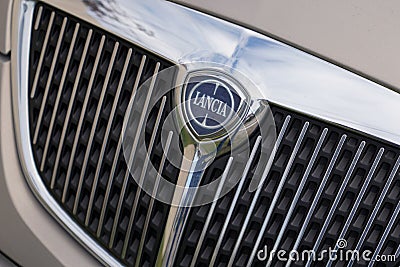 Bordeaux , Aquitaine / France - 01 15 2020 : Lancia Ypsilon car front grill with logo Italian brand sporty luxury automobiles Editorial Stock Photo