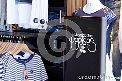 Bordeaux , Aquitaine / France - 07 06 2020 : le temps des cerises logo sign in interior women shop of fashion clothing store Editorial Stock Photo