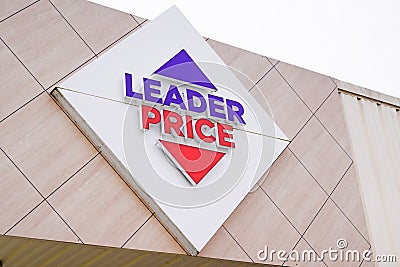 Bordeaux , Aquitaine / France - 03 03 2020 : Leader Price sign red blue shop logo hard discounter brand retail store Editorial Stock Photo