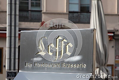 Leffe Belgian beer signbrewery text and wall brand logo on bar shop restaurant Editorial Stock Photo