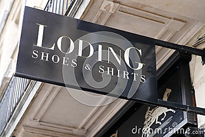 Bordeaux , Aquitaine / France - 10 17 2019 : LodinG logo sign store Shoes & shirts shop men High quality shoes Editorial Stock Photo