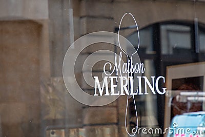 Maison Merling logo brand and text sign front windows entrance shop french Traditional Editorial Stock Photo