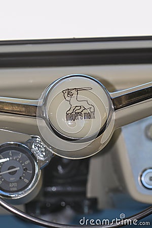 Meyers Manx honk steering wheel logo brand and text sign vw Dune Buggies volkswagen Editorial Stock Photo