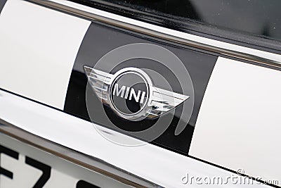 Bordeaux , Aquitaine / France - 07 10 2020 : MINI car logo sign on car parked in dealership Editorial Stock Photo