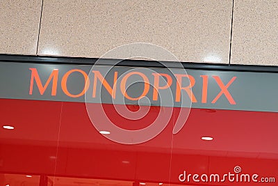 Bordeaux , Aquitaine / France - 06 20 2020 : Monoprix sign logo retail chain stores with food retailing and clothing household Editorial Stock Photo