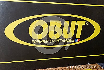 obut logo sign and text brand balls metal french panel Editorial Stock Photo