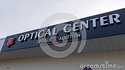 Optical center logo text shop sign brand on store french Optician glasses shop medical Editorial Stock Photo