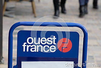 ouest france newspaper logo brand and text sign in city street west french country Editorial Stock Photo