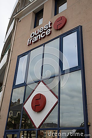 ouest france newspaper logo brand and text sign office facade in city street west Editorial Stock Photo