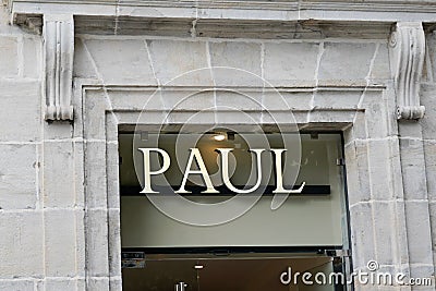 Paul text shop sign brand and logo on chain facade french bakery pastry store Editorial Stock Photo