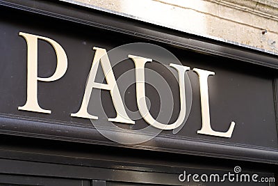 Paul text shop sign brand and logo of french bakery pastry store Editorial Stock Photo