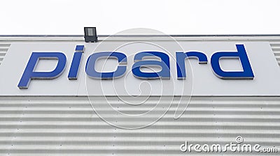 Picard logo brand and text sign on entrance shop facade store French food of frozen Editorial Stock Photo