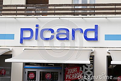 Picard logo and sign text of French supermarket food company shop brand manufacture Editorial Stock Photo