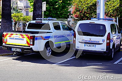 Police municipale means in french Municipal police with side door car stickers logo Editorial Stock Photo