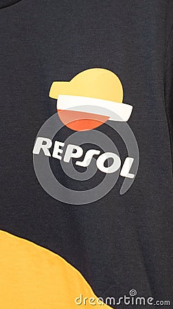 Repsol logo brand and text sign Spanish energy and petrochemical multinational Editorial Stock Photo