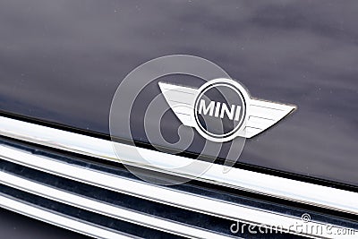 Bordeaux , Aquitaine / France - 09 24 2019 : Retail of Austin mini cooper logo on black car sign Editorial Stock Photo
