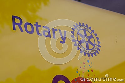 Rotary International club sign text and brand logo Editorial Stock Photo