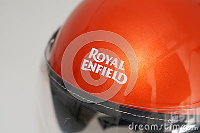 Bordeaux , Aquitaine / France - 07 05 2020 : Royal Enfield jet motorcycle helmet with transparent visor detail on side logo Editorial Stock Photo