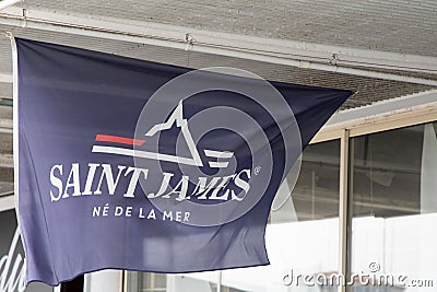 Saint james logo brand and text sign on flag wall facade store marine boat luxury shop Editorial Stock Photo