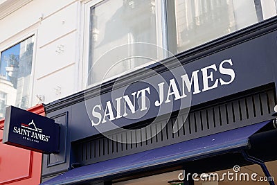 Saint james logo brand and text sign on wall facade store marine and boat luxury shop Editorial Stock Photo