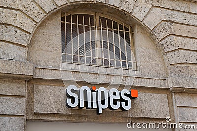 Snipes logo and sign text front facade store fashion brand cosmetic beauty make up Editorial Stock Photo
