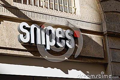 Snipes sign logo and text brand front of facade store fashion clothes boutique Editorial Stock Photo