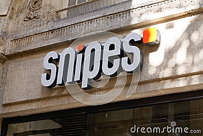 Snipes sign logo and text brand front of facade store fashion clothes boutique entrance Editorial Stock Photo